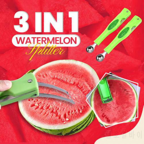 3 IN 1 Watermelon Splitter Pulp Spoon Fruit Ball Digger Practical Stainless Steel Household Watermelon Cutting Manual Tool