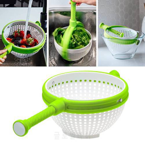 Collapsible Salad Spinner Vegetable Fruit Drainer Non-Scratch Spinning Colander Rotate Water Drainer Basket Kitchen Strainer