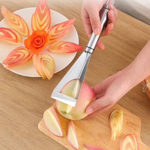 Triangle fruit carving knife household stainless steel apple push knife fruit platter artifact food carving mold Kitchen Tool
