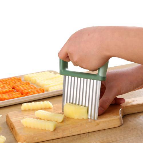 Crinkle Cutting Tool Crinkle Cut Knives Wavy Potato Cutter Stainless Steel Chopper Slicer For French Fries Vegetables Veggies