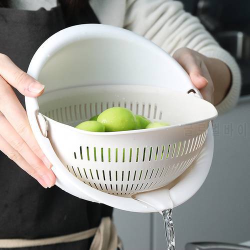 Kitchen Accessories Double Drain Basket Bowl Fruit Vegetables Washing Colanders Kitchen Tools Spaghetti Drainer Kitchen Things