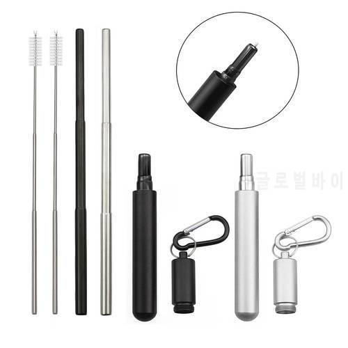 Reusable Telescopic Drinking Straw 304 Stainless Steel Straw with Brush Metal Carry Case Collapsible Portable Travel Straw Set
