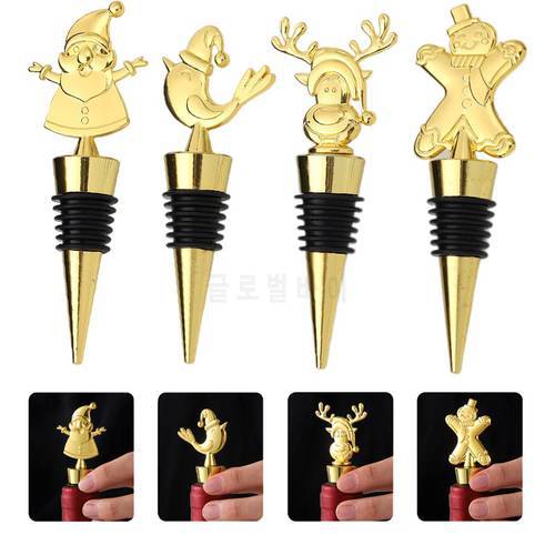 Santa Claus Christmas Wine Bottle Stopper gingerbread Man christmas Elk Gold Bottle Stopper Sealer Wine Bar Accessories Gift