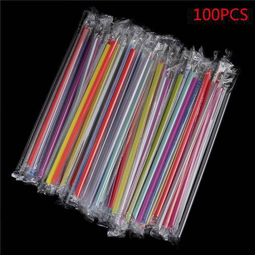 100Pc Clear Individually Wrapped Drink Pp Straws Drink Straws Party Supplies Disposable Plastic Straws Birthday Celebration