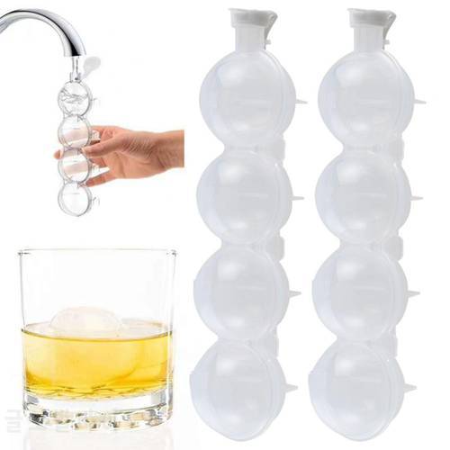 4 Cavity Whiskey Ice Mould Ice Ball Maker DIY Ice Cream Mold Plastic Round Whiskey Ice Grid Tray Bar Accessories Tool Party Bar