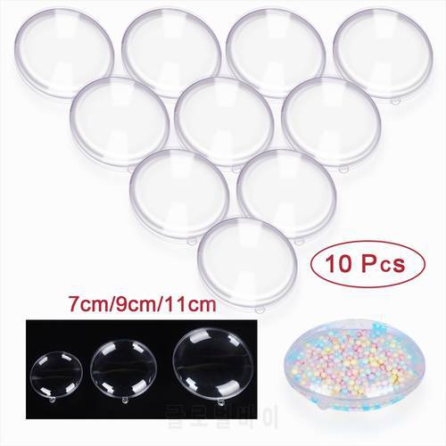 10pcs Christmas Transparent Flat Ball Plastic Clear Baubles Open Ball Candy Gift Box Home Decor For Wedding Christmas 7/9/11cm