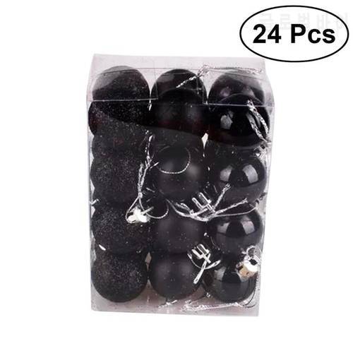 24pcs 3cm Christmas Ball Ornaments Tree Decorations for Holiday Wedding Party Decoration Black Color