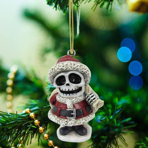 Christmas Flat Pendant Tree Decorations Santa Skull Black Cat Bats Animal Keychain Pendant 2D Acrylic Horror Ornaments Crafts