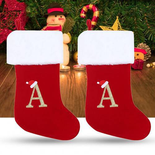 Merry Christmas Socks Letter Print Alphabet Letters Christmas Stocking Christmas Tree Hanging Pendant Decorations Gift Bags