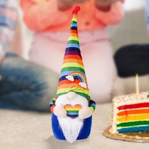 Christmas Decoration Rainbow Gnome Faceless Plush Figurines Ornaments New Year Delicate Elf Gnome Doll Dwarf Spring Gifts 2022