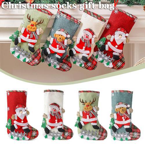Christmas Stocking Large Xmas Gift Bags Fireplace Decoration Socks New Year Candy Holder Christmas Decor For Home Y2l5