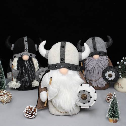 Gnome Stuffed Doll Knight Gladiator Faceless Dolls Viking Gladiator Cotton Filling Horns Handmade Plush Tabletop Ornament