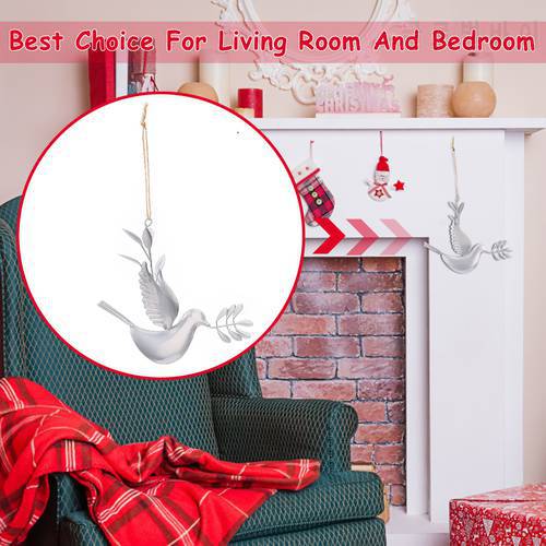 Iron Peace Doves Pendant Hanging Ornament Beautiful White Doves With Olive Branch Christmas Wedding Home Decoration
