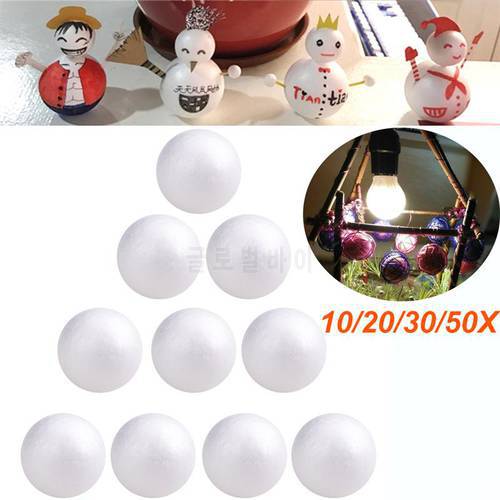 10pcs 8cm 7cm 6cm Christmas Decoration Modelling Craft Solid Polystyrene Balls Round Spheres for Party Decoration(White)