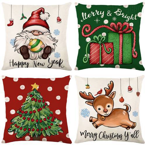 45x45cm Christmas Cushion Cover Santa Claus Pillowcase Christmas Decorations for Home Christmas Ornaments New Year 2023 Navidad