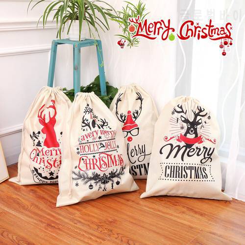 Large Printed Lunch Bags Burlap Backpack Bunch Mouth Christmas Gift Gag Candy Stocking Christmas Apple Sack Decoration Ornaments