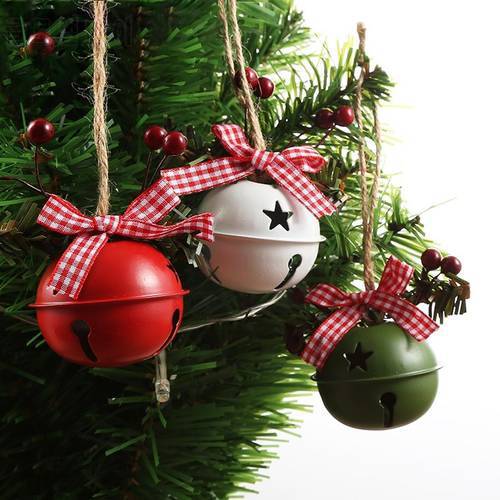 1pc Christmas Metal Jingle Bell with Bowknot Rope Pendant for Christmas Tree Ornament Decoration Fashion Accessories Q6X1