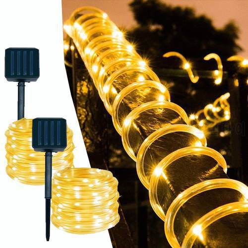 7/12/22M Outdoor Solar Rope String Lights LED Fairy Light Festoon Waterproof Tube Lamp For New Year Christmas Decorations 2022