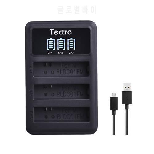 Tectra 1PCS LED 3Slots USB Battery Charger for Sport Xiao mi Mi Jia Action Mini Cameras