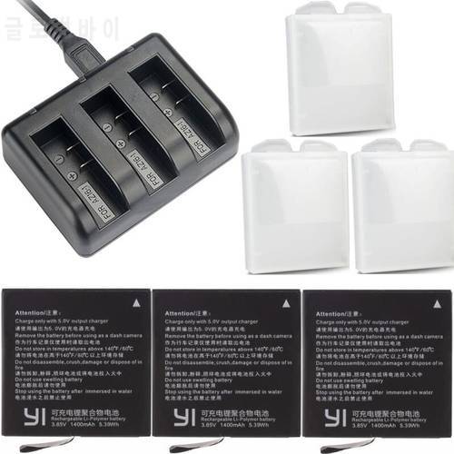 For Xiaomi YI 4K Original Battery AZ16-1 USB 3-way Charger For Xiaomi yi Action Camera 2 Accessories 1400mAh 4K+ Lite Battery