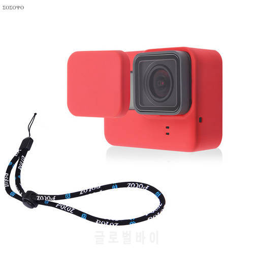 Set Soft Silicone Rubber Frame Protective Case + Lens Cap + Adjustable Wrist Strap For Gopro Hero 5 6 7 Black Camera Accessory