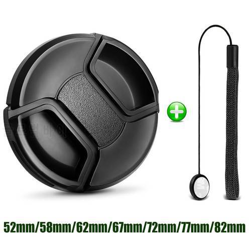 Camera Lens Cap Protection Cover 52MM 55MM 58MM 62MM 67MM 72MM 77MM 82MM Anti-lost Rope for Canon Nikon Sony Accessories