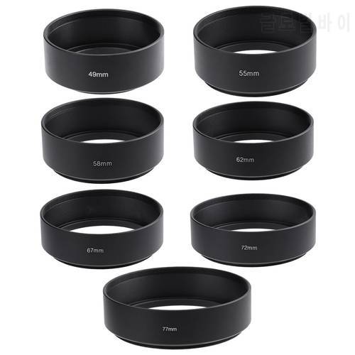 1pc Black Metal Standard Lens Hood 49/55/58/62/67/72/77mm Screw Mount For Canon Nikon Pentax Sony DSLR