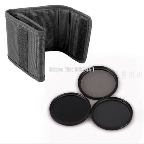 hot 2014 NEW 3 pcs 77 mm Neutral Density ND2 ND4 ND8 Lens Filter Kit Set ND+2+4+8 + Cloth Bag Case For Canon Nikon Sony Camera