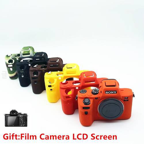 1set Soft Silicone Camera case Body Cover for Sony A7II A7II A7R Mark 2 A7R2 ILCE-7M2+ A7II Glass Film Camera LCD Screen