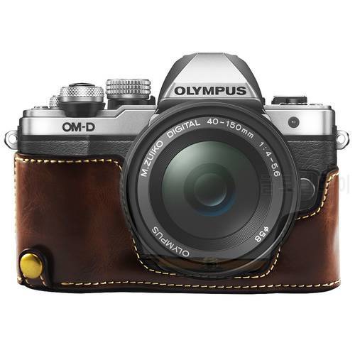 Pu Leather Case Bottom Opening Version Protective Half Body Cover Base For Olympus OMD EM10 OM-D E-M10 Mark II 2 Camera