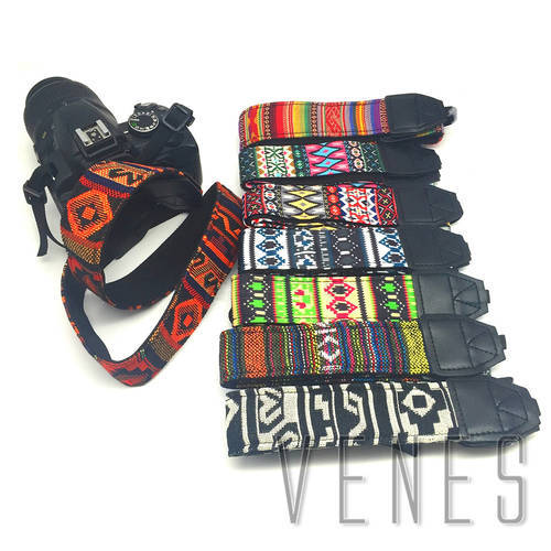 3 in 1 for Canon for Sony DSLR -Camera Straps Vintage Style Colorful Pattern Canvas Shoulder Neck Durable Cotton Hand Belt
