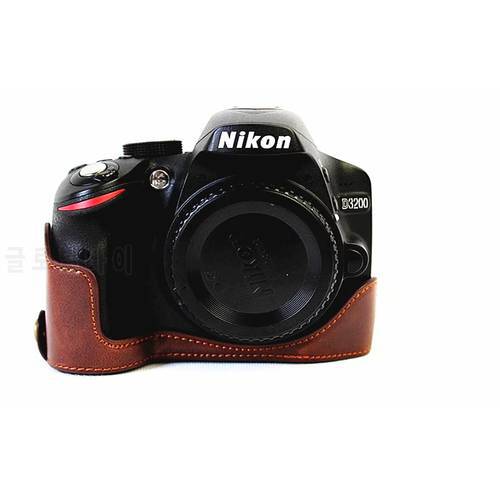D3200 PU Leather Half Case for nikon D3200 Digital SLR D3200 Camera Brown/Black/Coffee