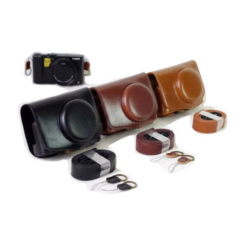 PU Leather Camera Case Cover For Panasonic Lumix LX10 L-X10 Camera Bag Pouch With Strap
