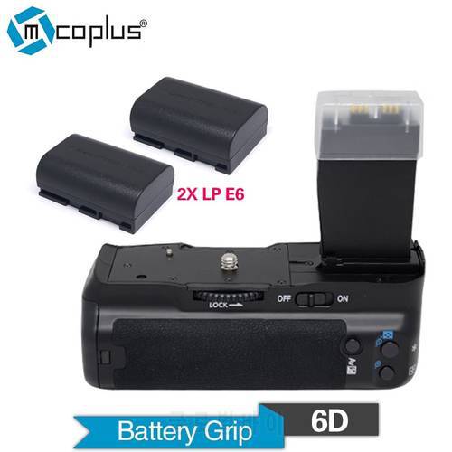 Mcoplus Venidice VD-6D Vertical Battery Grip Holder with 2pcs LP-E6 batteries for Canon EOS 6D Camera DSLR as BG-E13 as MK-6D
