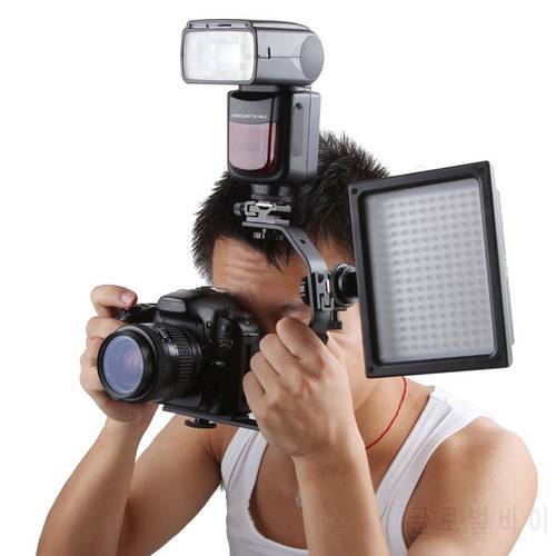 Camera Flash Adapter SB900 580EX Flash Light Stand Bracket Double Hot Shoe Mount Holder Photography Studio Accessories
