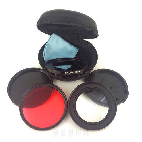 58mm Filter Adapter + Red Diving Underwater Filter + 16 Macro Close-up Filter Kit for GoPro Hero 5 Session / Hero Session