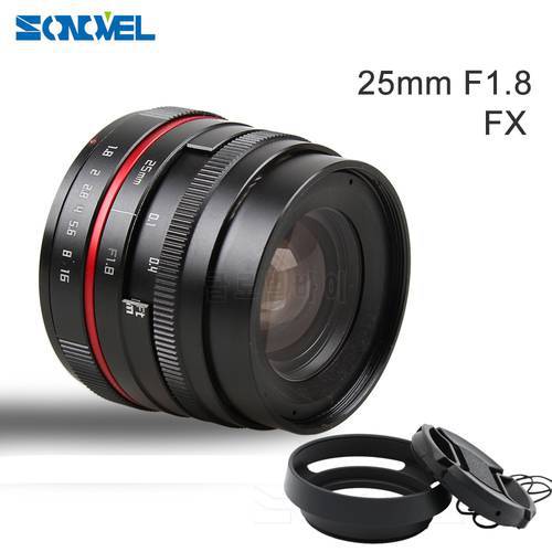 25mm 25 F1.8 Manual Wide Angle Lens+Lens hood for Fuji Fujifilm X-E2 X-E1 X-Pro1 X-Pro2 X-M1 X-A3 X-A2 X-A1 X-T1 C-FX