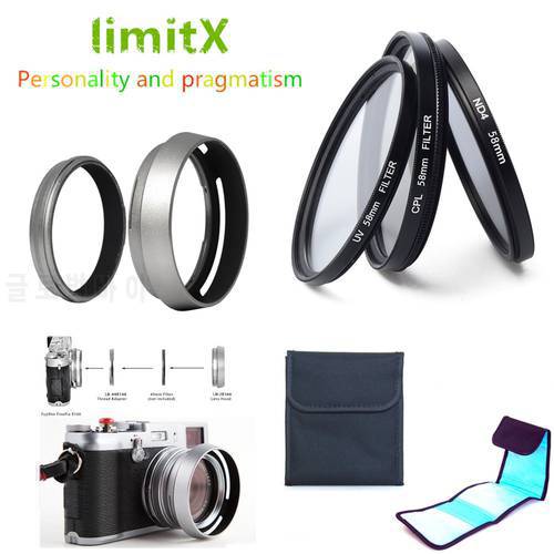 Accessories Kit UV CPL ND4 Filter & Case / LH-X100 Lens Hood for Fujifilm X100V X70 X100 X100S X100T X100F Digital Camera