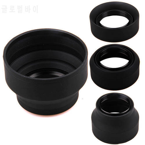 77mm 77 mm 3 Stage Collapsible Rubber 3 in 1 Lens Hood for Canon Nikon Sony Sigma Pentax Olympus Panasonic Camera DSLR