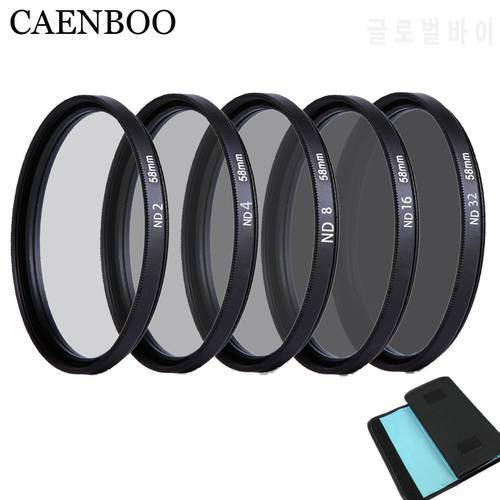 CAENBOO 55mm Lens ND Filter ND2 4 8 16 32 Lens Protector Neutral Density 58mm ND16 ND32 Lens Filter Bag For Canon Nikon Camera