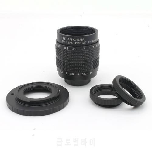 Fujian 35mm f/1.7 CCTV camera lens for M4/3 / MFT Mount Camera & Adapter bundle+2 c Macro ring