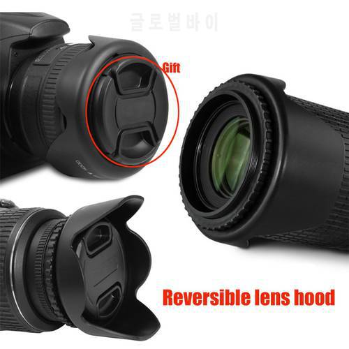 Reversible Lens Hood 49mm 52mm 58mm 55mm 62mm 67mm 72mm 77mm Tulip Petal Flower Filter Thread Camera Lente Protect + Cap