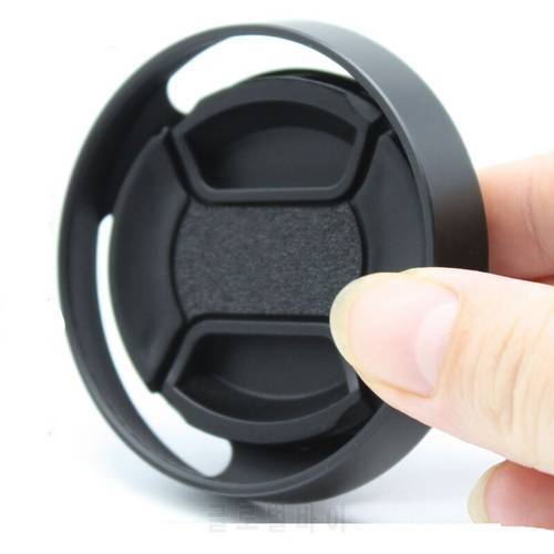 Metal Vented Lens Hood 37mm 39mm 40.5mm 43mm 46mm Screw-in Lente Protect + Lens Cap For Leica Canon Nikon Sony Olympus DLSR