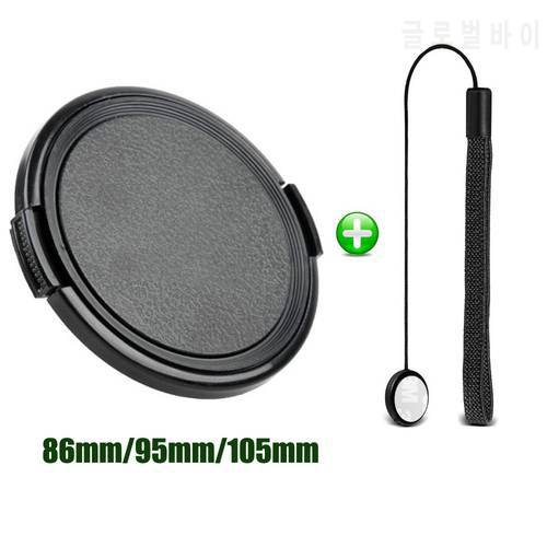 Camera Lens Cap Protection Cover 86mm 95mm 105mm with Anti-lost Rope Snap on for Canon Nikon Sony Olympus DV Camcorder