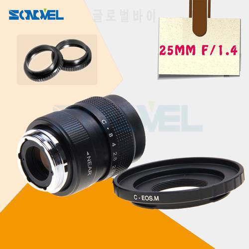 25mm F1.4 CCTV TV Movie lens+C Mount for Canon EOS M M1 M2 M3 M5 M6 M10 M100 Mirrorless Camera C-EOS M