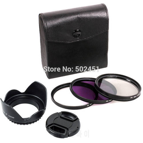 free + tracking 5in1 58mm Lens Hood+58mm CAP+ 58mm UV CPL FLD Filter Set For Sony Pentax Nikon Canon