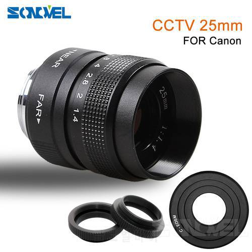 25mm F1.4 CCTV TV Movie lens+C Mount for Canon EOS M M2 M3 M5 M10 Mirrorless Camera C-EOS M