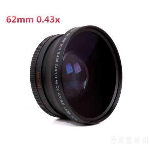 Camera Wide Angle Lens 62mm 0.45x 0.43X Macro Conversion Fisheye Lente 82mm Front Thread For Canon Nikon Pentax Sony DSLR