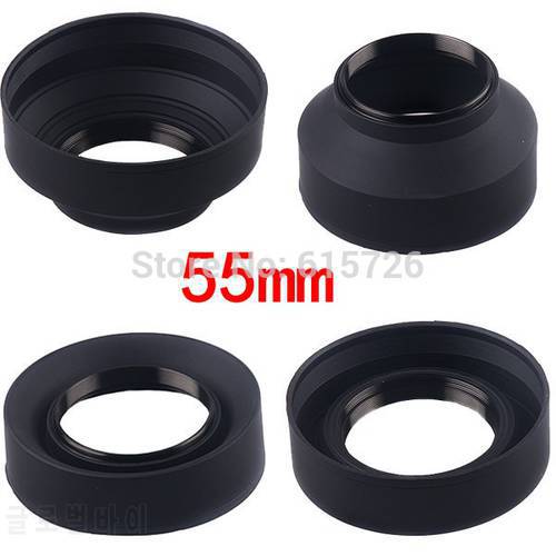 55mm 3-Stage 3 in1 Collapsible Rubber Foldable Lens Hood 55mm DSIR Lens for Canon Nikon camera