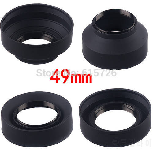 49mm 3-Stage 3 in1 Collapsible Rubber Foldable Lens Hood 49 mm DSIR Lens for Canon Nikon camera